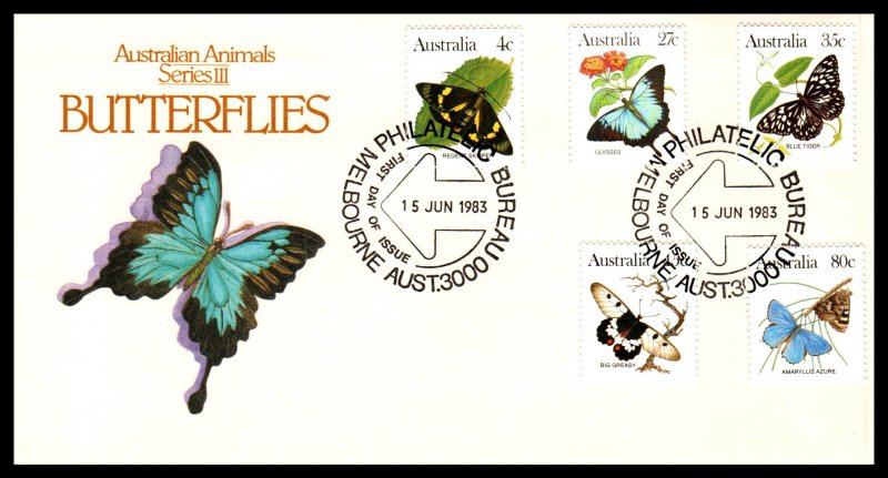 Australia 872-880 Butterflies Set of Two U/A FDC