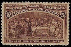 U.S. #234 MNH; 5c Columbus & Isabella (1893)