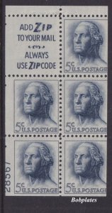 BOBPLATES #1213c Washington Booklet Slogan 3 Lower Left 28567 70% MNH DCV=$60
