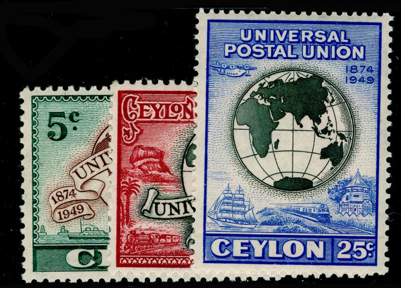 CEYLON SG410-412, COMPLETE SET, VLH MINT. UPU