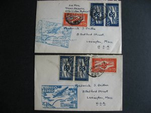 2 1939 First Trans Atlantic covers Lisboa, Horta Portugal, NY USA check them out