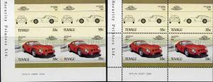 Tuvalu 1985 55c Ferrari u/m imperf corner block of 4 (2 s...