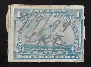 R163 1 cent Documentary Battleship Stamps used F