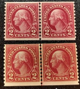 Scott Stamp# 599b -Washington 1923 2¢ Scarce Carmine Lake.  MNH OG. SCV $950.00