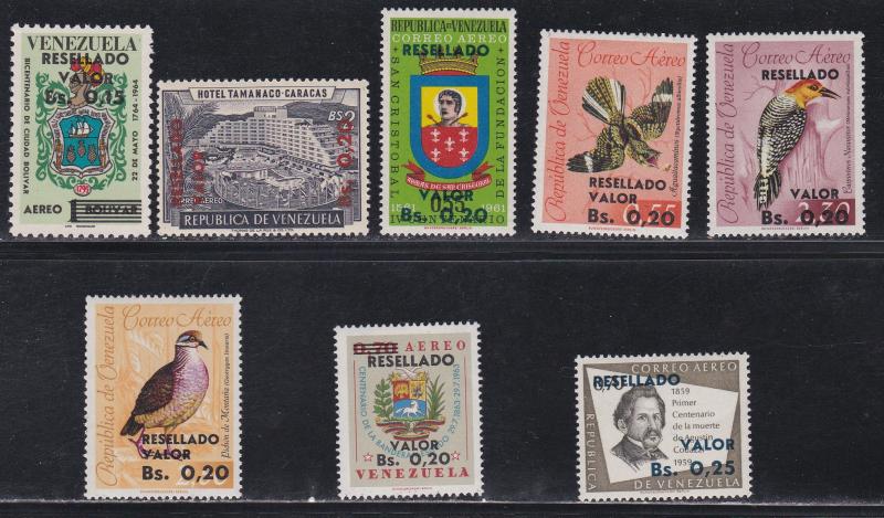 Venezuela # C877-884, Revalued Stamps, LH, 1/3 Cat.