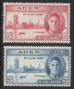 1946 Aden - Sc 28-29 - MNH VF - 2 single - Peace Issue