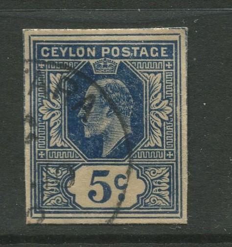 Ceylon Piece from Card Used   Single 5c Stamp