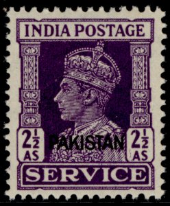 PAKISTAN GVI SG O7, 2½a bright violet, NH MINT.