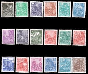 DDR #187-204 MNH CV$184.85 1953-1954 TYPES OF 1953 REDRAWN ex Perfectum