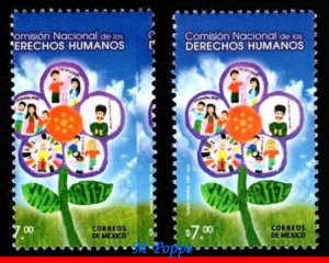 2680 MEXICO 2010 * ERROR * PERFORATION, NATL. COMM. OF HUMAN RIGHTS, FLOWER, MNH