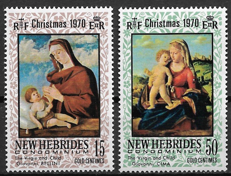 1970 French New Hebrides 161-2 Christmas Virgin and Child C/S NH