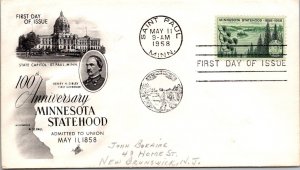 FDC 1958 SC #1106 Artcraft Cachet - St Paul, Mn - Single - J4800