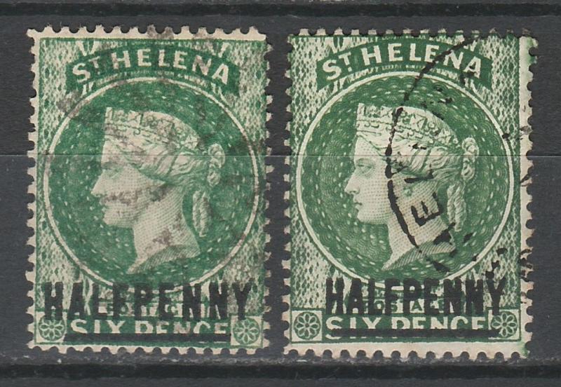 ST HELENA 1884 QV HALFPENNY BOTH 14.5 AND 17MM USED