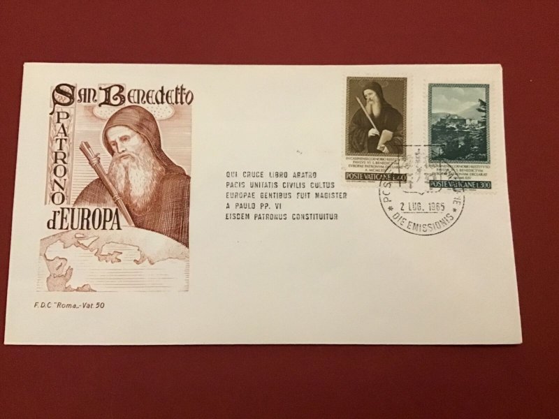 Vatican 1965 San Benedetto First Day Cover Postal Cover R42356