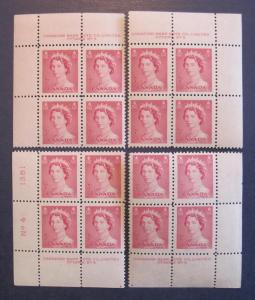 Canada 327 Plate Blocks Matched Set Plate No. 4 F-VF MNH