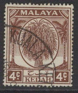 MALAYA KEDAH SG79 1950 4c BROWN FINE USED