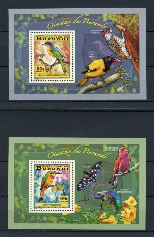 Burundi 2014 MNH Birds of Burundi 4x Deluxe S/S Oiseaux Barbet Finches Bee-Eater 