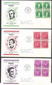 Doyle's_Stamps: Complete Akins Famous Americans Linnprint Cache FDC Set