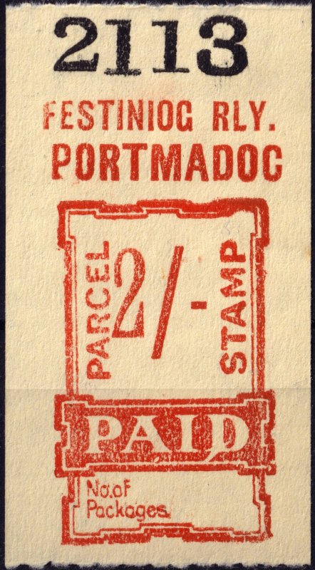 GB / Wales - FESTINIOG RAILWAY Parcel Stamp 2/- (Portmadoc) - Mint