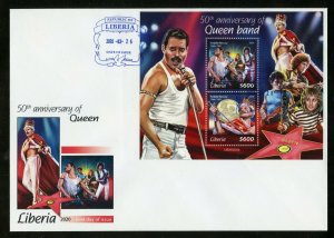 LIBERIA 2020  50th ANNIVERSARY OF QUEEN BAND FREDDIE MERCURY SOUVENIR SHEET FDC