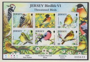 Jersey 2012, 'Birds V1 Souvenir Sheet,  unmounted mint NHM