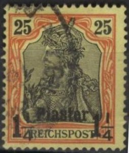 Germany: offices in Turkey 16 (used) 1¼pi on 25pf Germania, org & black (1900)