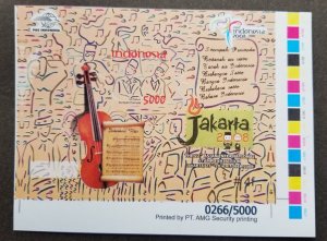 Indonesia 22nd Asian Stamp Expo Musical Instruments 2008 (ms) MNH *imperf proof