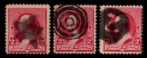 United States #220 used three fancy cancels