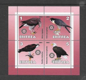 BIRDS - ERITREA  (NOT OFFICIAL ISSUE) ROSE SHEET MNH