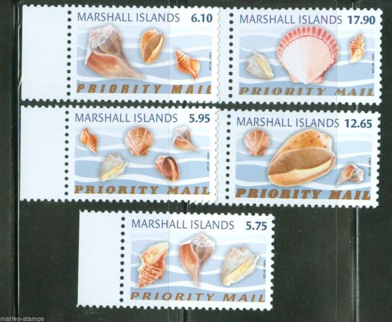 MARSHALL ISLANDS 2014 SEASHELLS SET OF 5 HIGH VALUES   MINT NH 