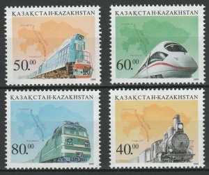 Kazakhstan 1999 Trains Locomotives / Railroads 4 MNH stamps