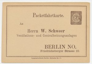 Local mail stationery Berlin 188. - Packetfahrkarte Ventilation and central heat