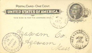 United States Massachusetts West Granville 1901 target  1833-1909  Postal Card.