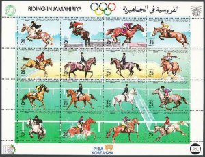 Libya 1219 ap sheet,MNH.Michel 1411-1426.  PhilaKOREA-1984.Equestrians.