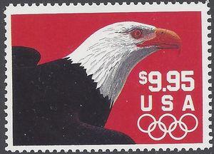#2541 $9.95 Express Mail Eagle and Olympic Rings 1991 Mint NH