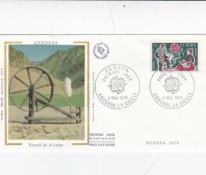 Andorra 1976 Europa Andorrans Weaving Silk Unadressed FDC 