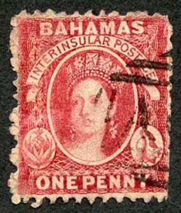 Bahamas SG8 1d carmine-lake No Wmk Perf 11.5 Cat 190 pounds