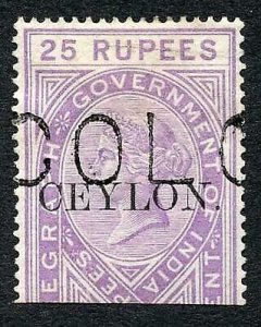 Ceylon Telegraph SGT8 25r India opt Ceylon with Colombo cancel Cat 45