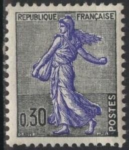 France 942A (mnh, gum toning) 30c sower, gray & ultra (1961)