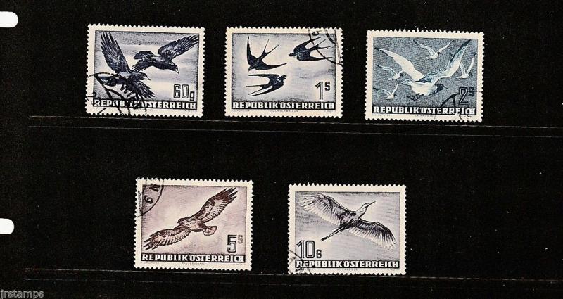 Austria 1950's Airmails C54-C56 C58 C59 Michel # 955 956 984 986 987  Birds used