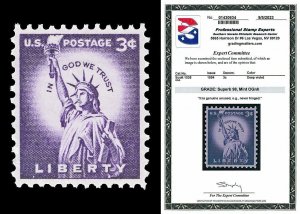 Scott 1035 1954 3c Statue Liberty Issue Mint Graded Superb 98 NH with PSE CERT