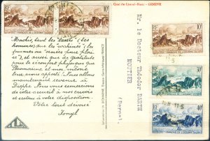 French Oceania. Postcard for Switzerland 1949. Cut at top.