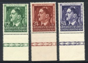 Poland Scott NB33-NB35 MNHOG - 1944 55th Hitler Birthday Set - SCV $1.25