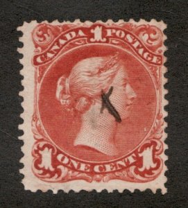 1868-76 Canada Sc# 22 - 1¢ Queen Victoria brown red. Used Cv$150 usd