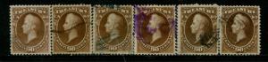 #O82 VF-XF USED (6) DIFFERENT FANCY CANCEL 90¢ TREASURY CV $92.00 BP4720