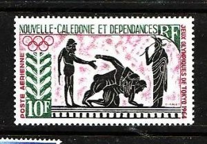 New Caledonia-Sc#C38-unused hinged Airmail-Sports-Tokyo Olympics-1964-id6-