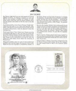 1984 Jim Thorpe, Olympic Sports Greatest Athlete Sc 2089 FDC info page PCS