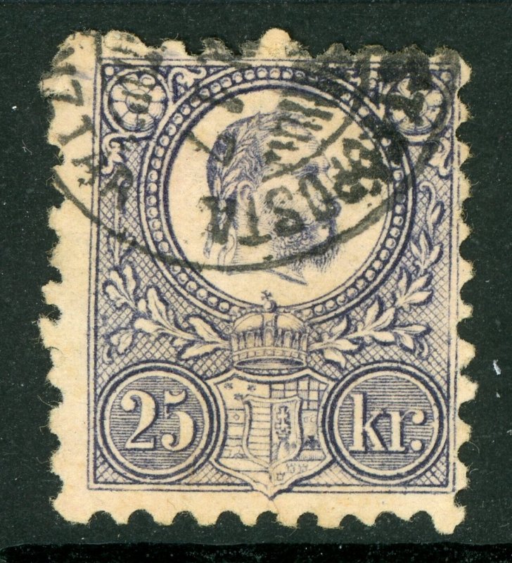 Hungary 1871 First Issues 25 Kr Violet Litho Scott #6 VFU G171 ⭐⭐⭐⭐⭐⭐