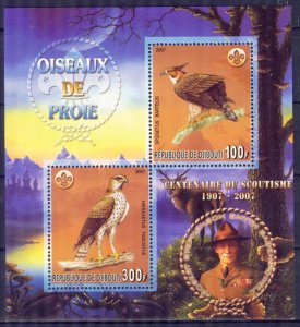 Djibouti 2007 Scouting Scouts B. Powell ( II ) Birds of Prey Sheet MNH