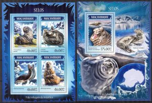 Mozambique 2014 Seals Sheet + S/S MNH